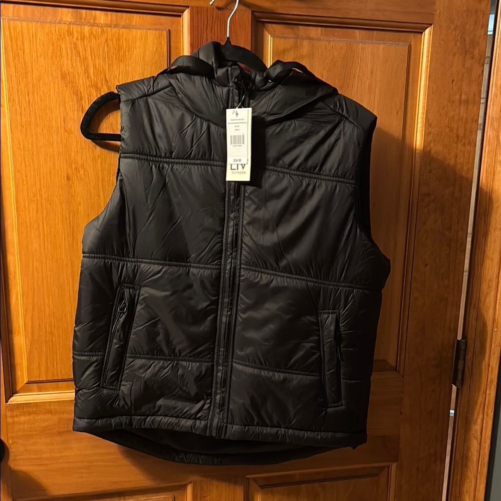 Black Hooded Puffer Vest